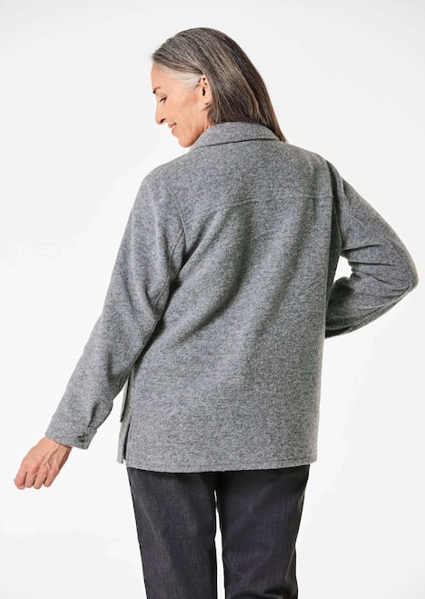 Lässige Wolljacke mit Hemdkragen