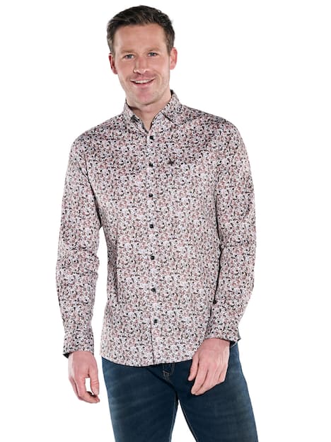 engbers Herren Langarm-Hemd gemustert , Rot