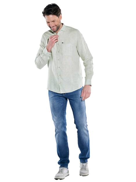 engbers Herren Langarm-Hemd aus Leinen , Hellgruen