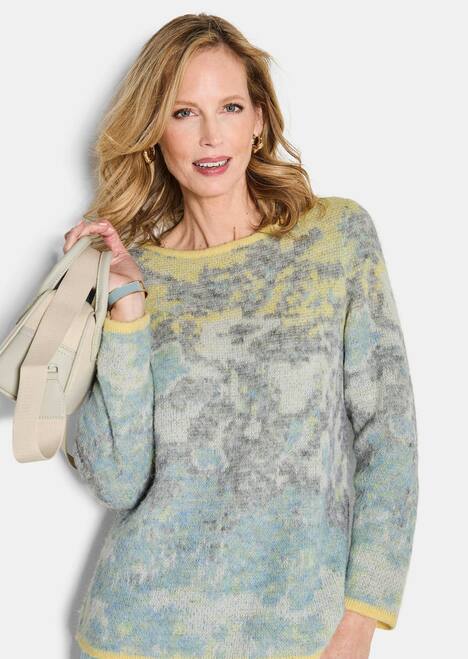 Langarm Jacquard-Pullover mit Muster