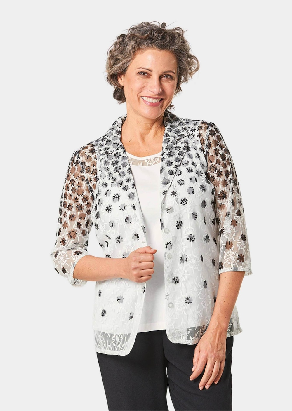 Attraktives Set aus Spitzenbluse und Jerseytop