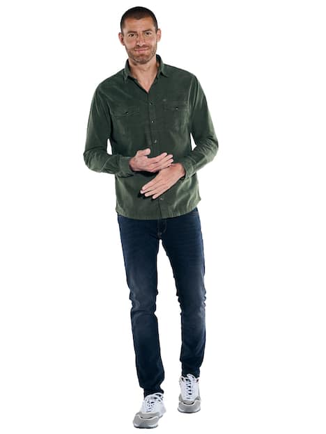 engbers Herren Langarm-Hemd uni , Dunkelgruen