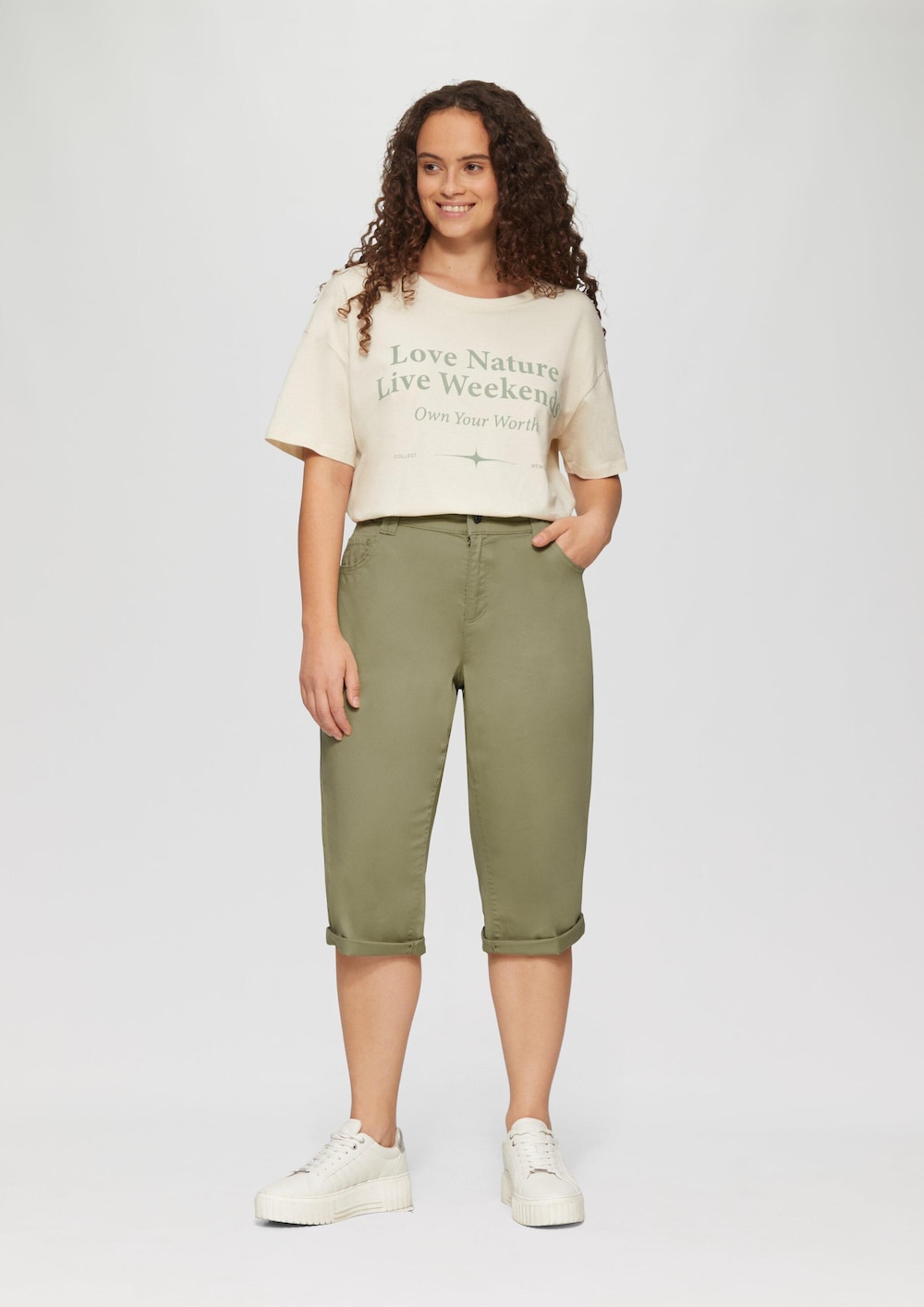 Elastische Capri-Hose aus Baumwoll-Satin