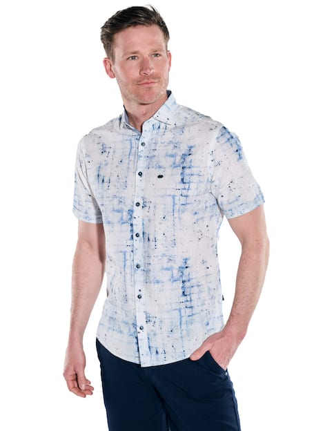 engbers Herren Kurzarm-Hemd gemustert , Brilliantblau