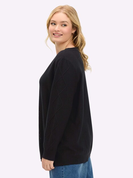 Pullover Langarm Links-Strick, Mustermix gestrickt Uni Ohne Kragen