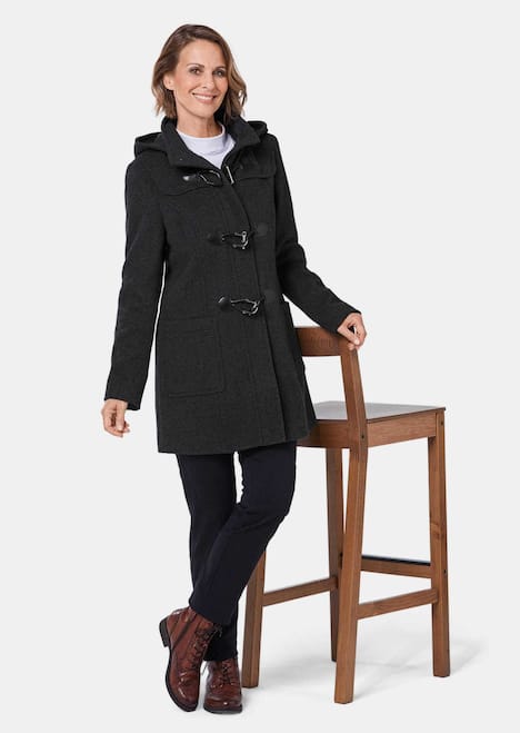 Woll-Dufflecoat mit Kaschmirwolle