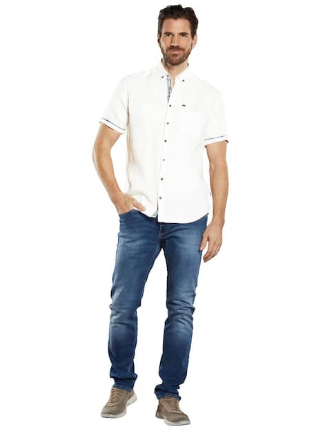 engbers Herren Kurzarm-Hemd aus Leinen , Reinweiss