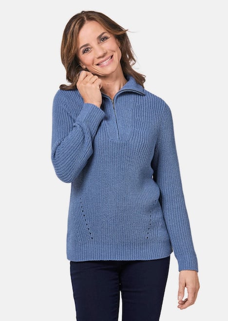 Pullover Sportiver Troyer mit Baumwollanteil
