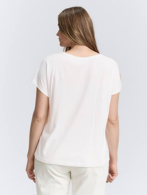 T-Shirt im Material-Mix