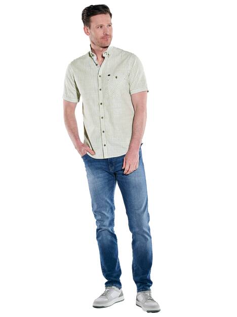 engbers Herren Kurzarm-Hemd gestreift , Khaki