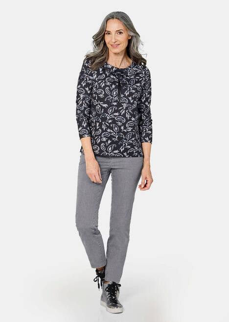 Shirt met metallic print en lange mouwen