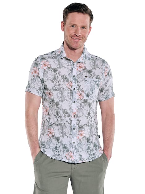 engbers Herren Kurzarm-Hemd gemustert , Grau