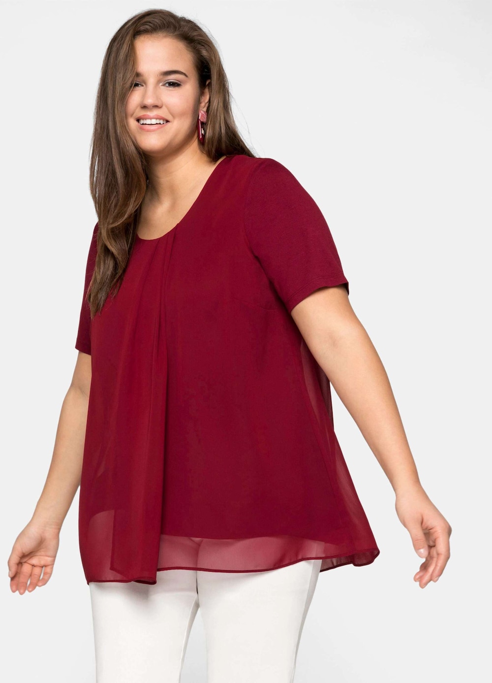 Blusenshirt Kurzarm Uni Ohne Kragen