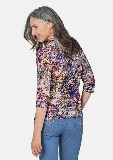 Gemustertes Poloshirt mit 3/4-Arm