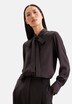 Damen Stehkragenbluse - Uni glänzend