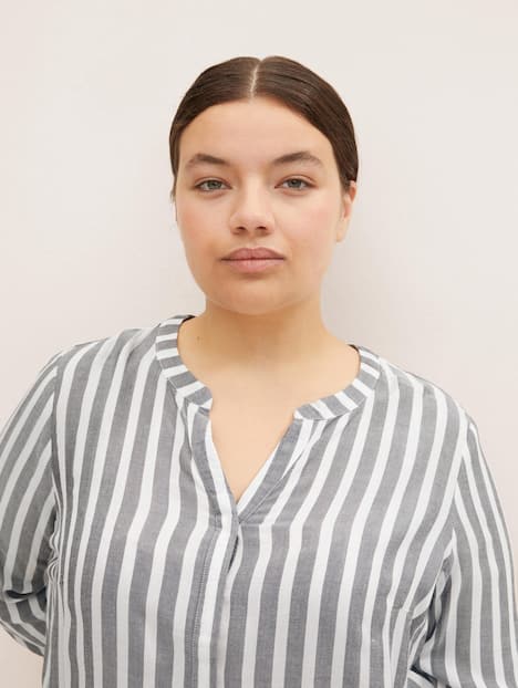 Gestreifte Henleybluse mit LENZING™ ECOVERO™