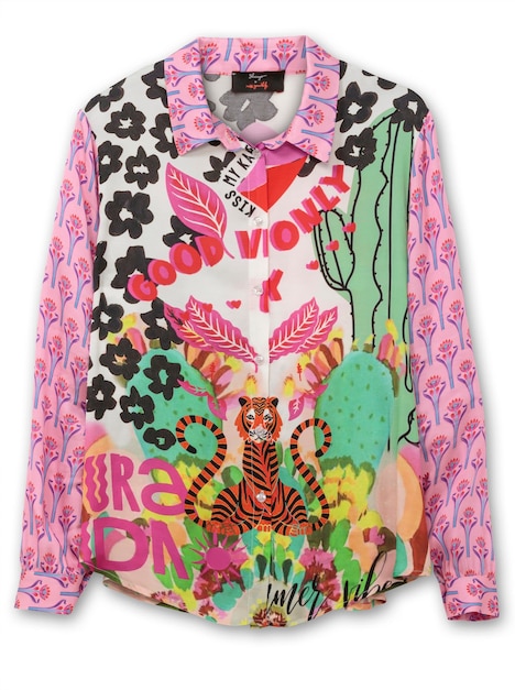 Hemdbluse Langarm Sonstiges Muster Hemdkragen