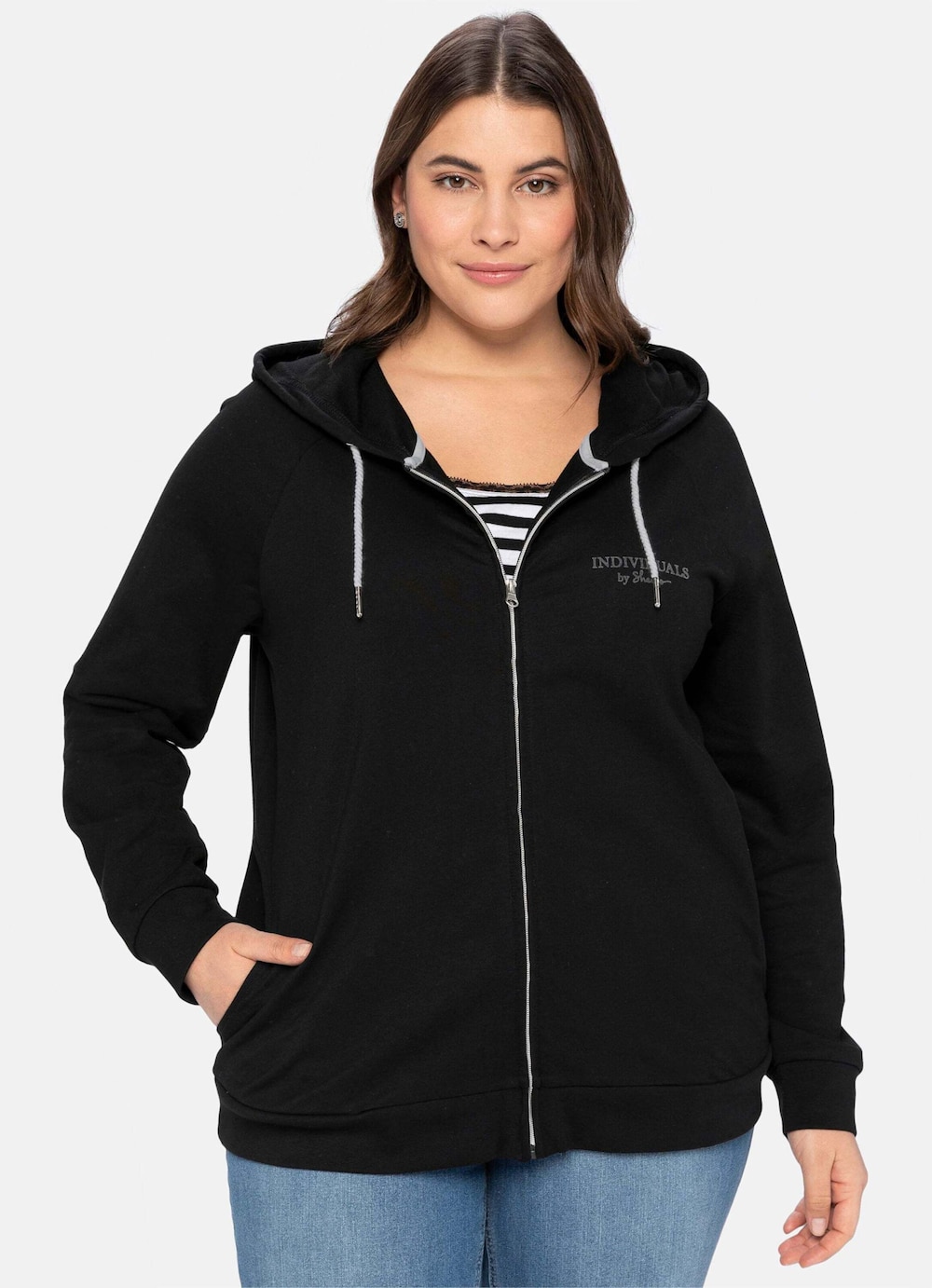 Kapuzensweatjacke Langarm Uni Mit Kapuze