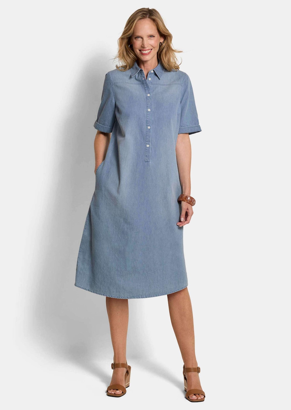 Katoenen jurk met lichte wassing