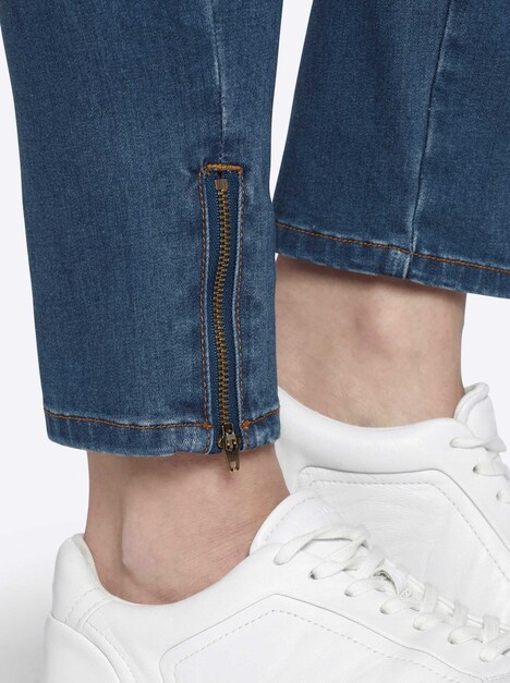 Jeans Slim-fit-Jeans mit Zipper am Saum normal Formbund