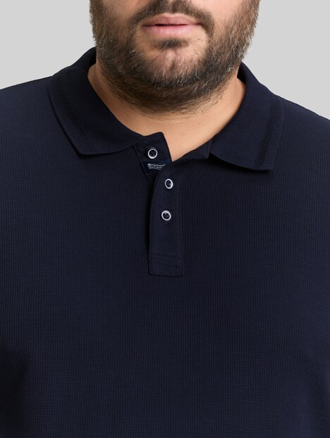 Langarm Poloshirt mit Waffelstruktur
