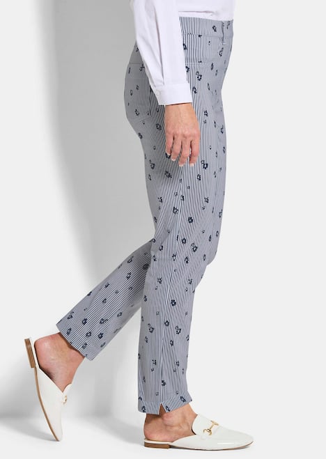 Druckhose mit Streifen und Blüten-Muster