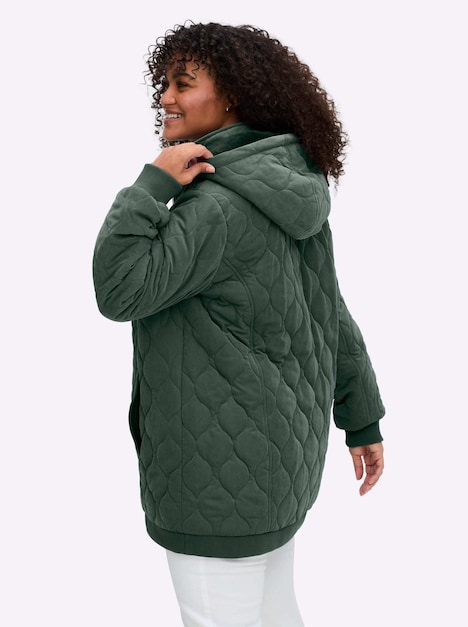 Steppjacke Blousonjacke mit Wellensteppung, warm wattiert Langarm Stehkragen