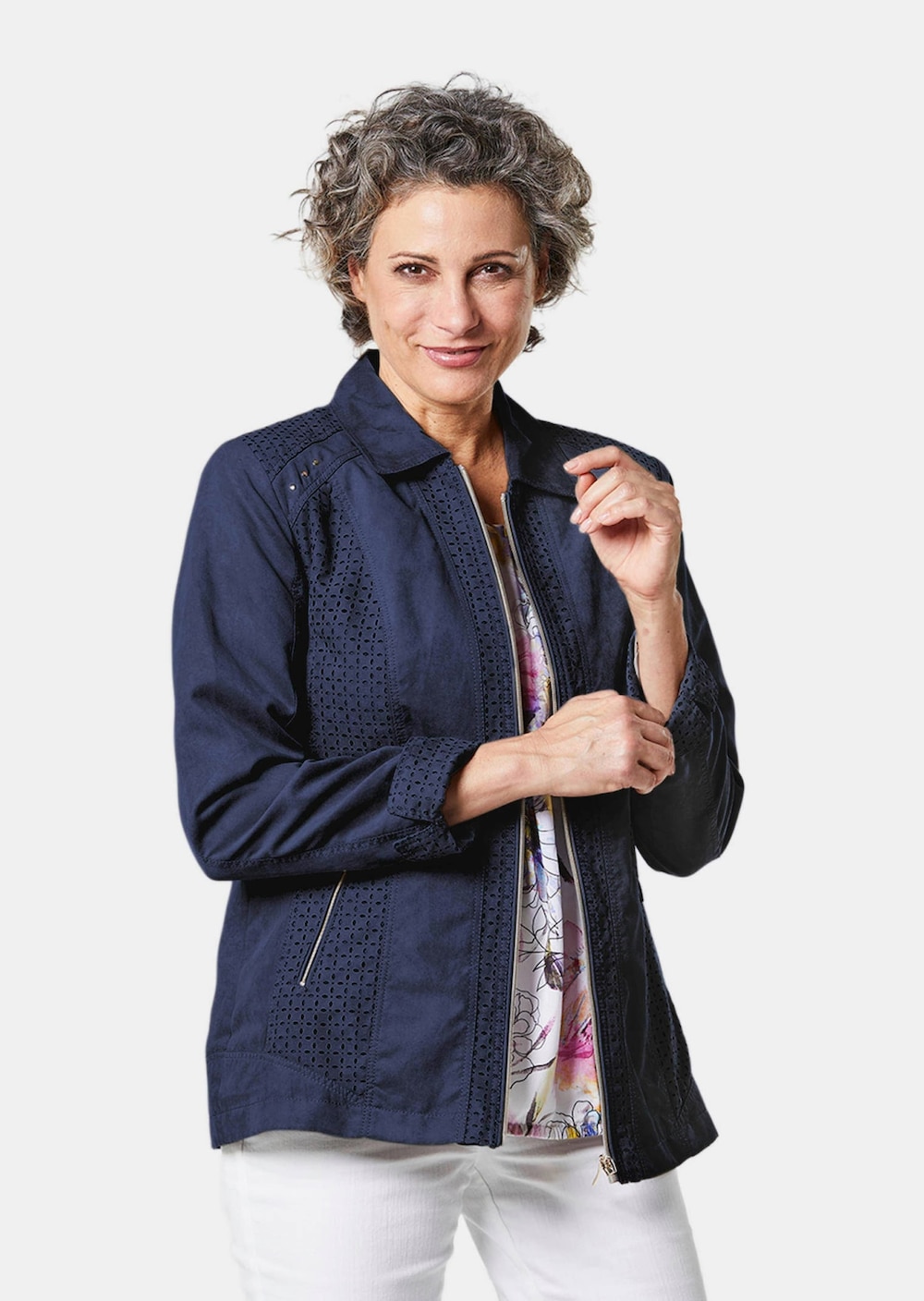 Velourslederimitat-Blazer mit Perforierung