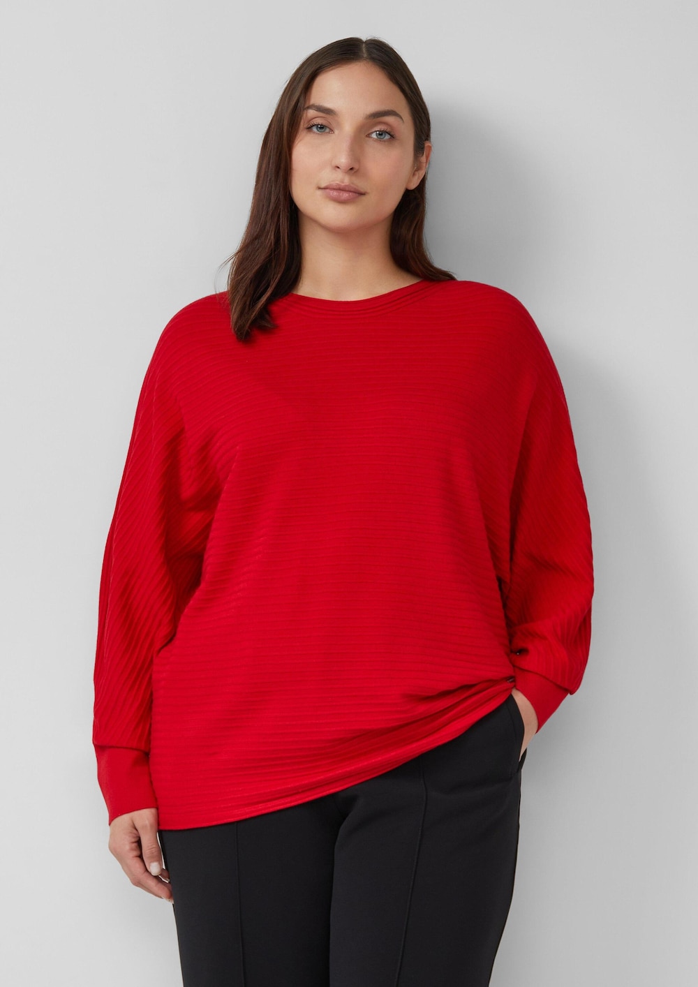 Pullover in Rippstruktur mit Fledermausärmeln