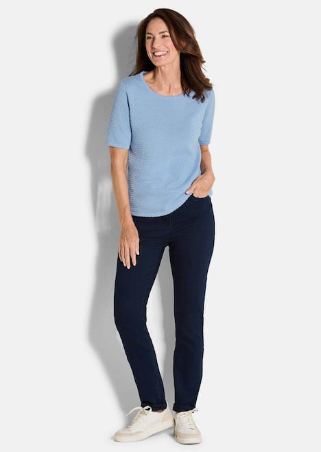 GOLDNER Trui Pullover met korte mouwen en stippenmotief