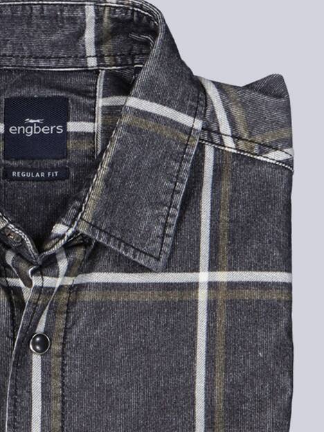 engbers Herren Langamr-Hemd kariert , Schwarz