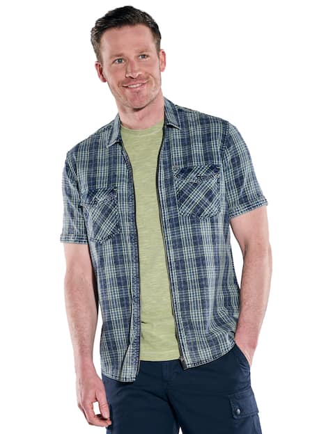 engbers Herren Kurzarm-Hemd kariert , Indigoblau