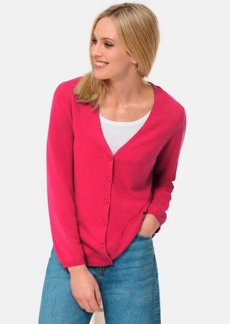 Weiche Kaschmirstrickjacke mit V-Ausschnitt