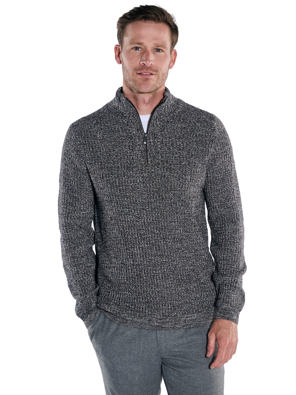 engbers Herren Pullover Polokragen , Braunbeige