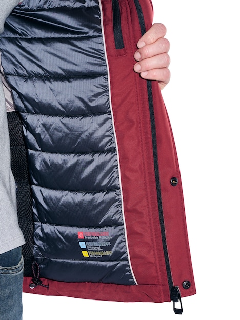 Herren Funktionsjacke mit abnehmbarer Kapuze , Dunkelrot