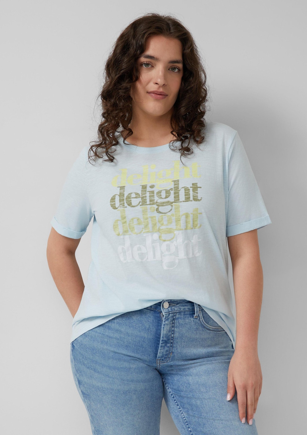 T-Shirt mit Flammgarnstruktur und Print