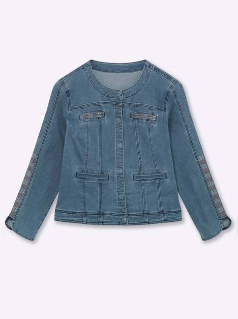 Blazer Langarm Uni Ohne Kragen