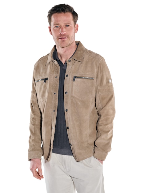 Herren Leichte Velourslederjacke , Beige
