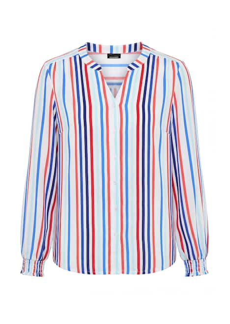 Streifenbluse mit Smokdetails