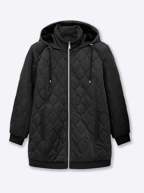 Steppjacke Blousonjacke mit Wellensteppung, warm wattiert Langarm Stehkragen