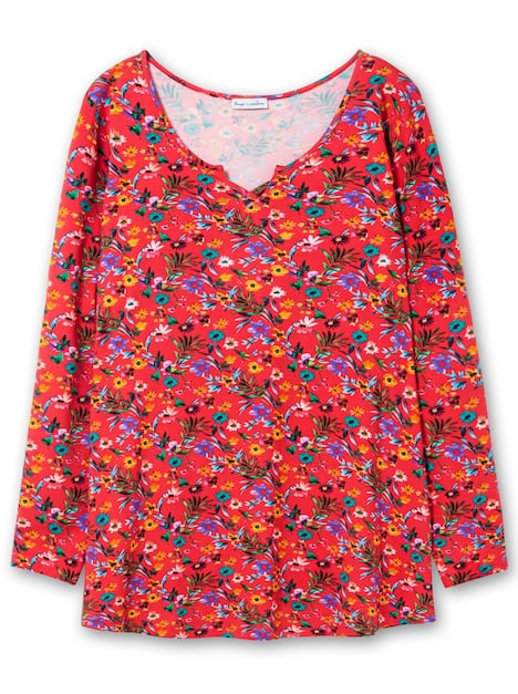 Longshirt Langarm Sonstiges Muster Ohne Kragen