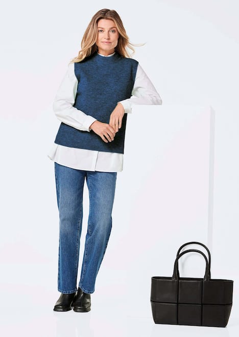 Edler Rippstrick Pullunder, Stehkragen