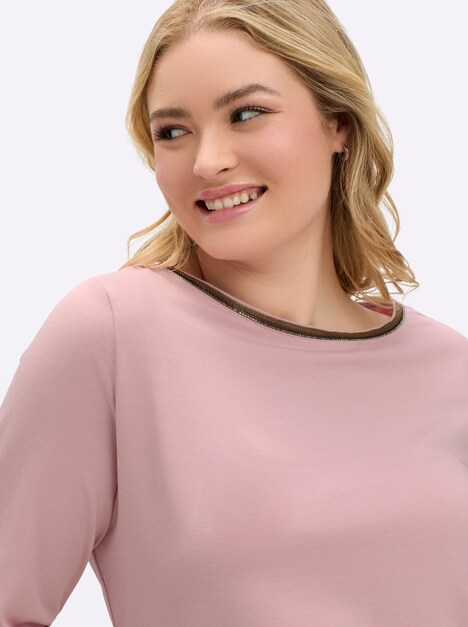 Shirt Langarm Uni Ohne Kragen