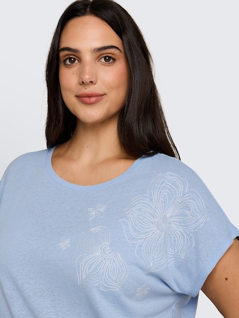 T-Shirt mit Leinenanteil