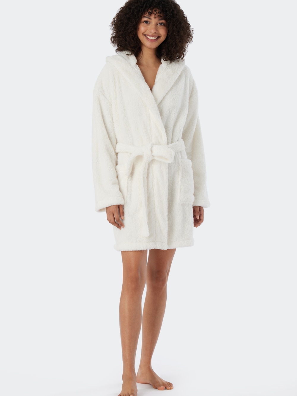 Schiesser Bademantel Teddy Fleece - off-white
