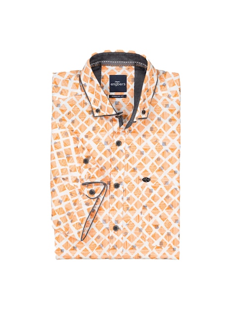 Herren Kurzarm-Hemd gemustert , Orange