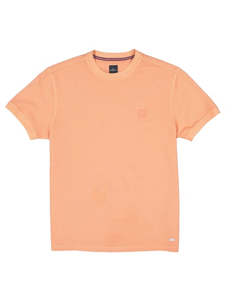 Herren Rundhals T-Shirt mit Badge an der Brust , Orange