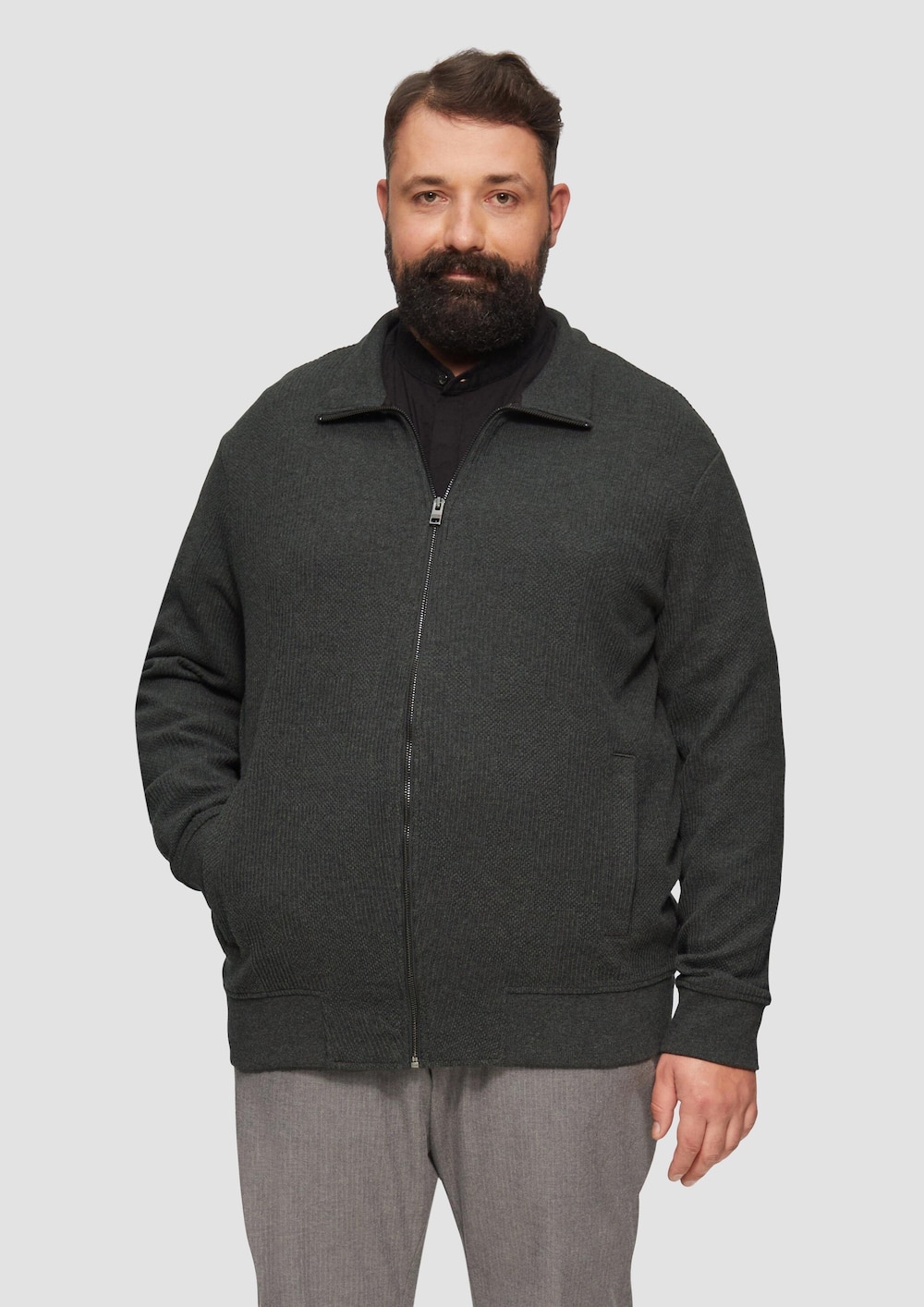 Sweatjacke aus Jacquard in Strick-Optik
