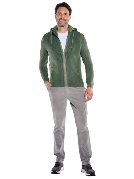 Herren Modische Strickjacke mit Kapuze , Oliv