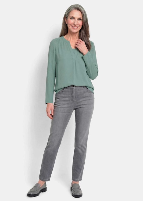 Elegantes Chiffonshirt mit Jersey-Details
